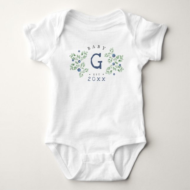 Blueberry Baby Monogram Baby Bodysuit Baby Strampler (Vorderseite)