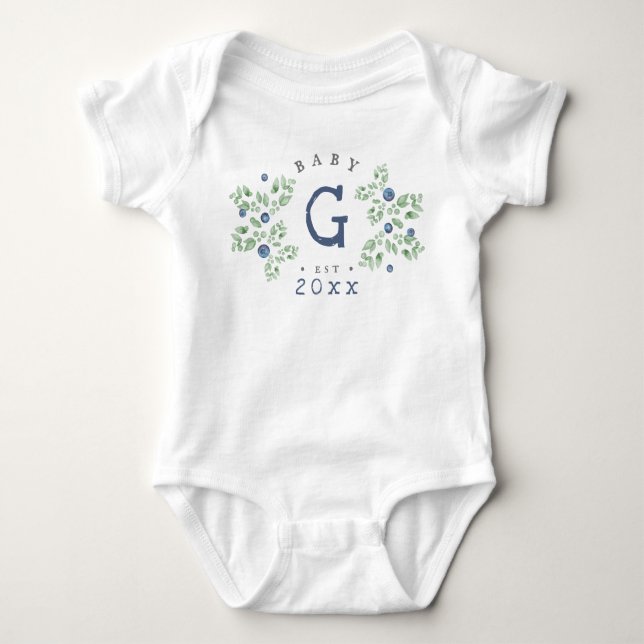 Blueberry Baby Monogram Baby Bodysuit Strampler (Vorderseite)