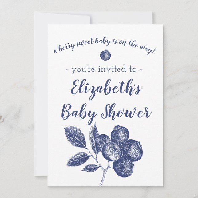 Blueberry Baby Shower Einladung (Vorderseite)