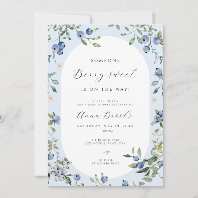 Blueberry Baby Shower Einladung | Berry Sweet (Vorderseite)
