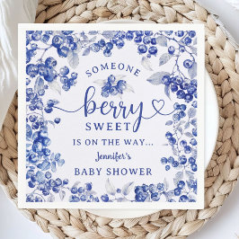 BlueBerry Baby Shower Toile De Jouy Paper Napkin Serviette