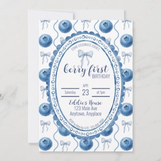 Blueberry Baby's Berry First 1st Birthday Party Einladung