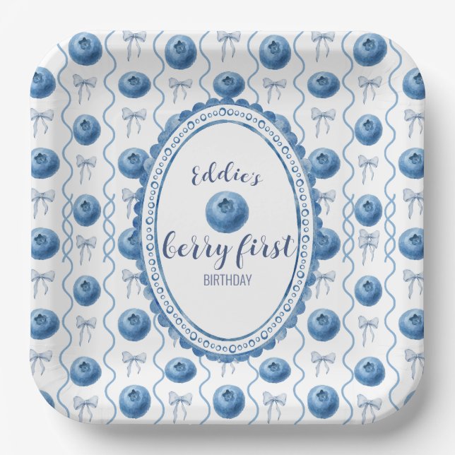 Blueberry Baby's Berry First 1st Birthday Party Pappteller (Vorderseite)