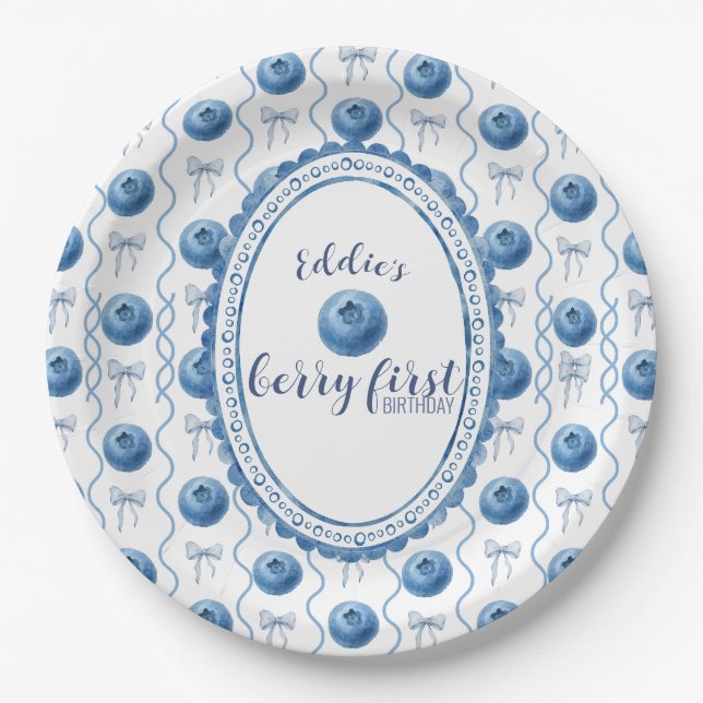 Blueberry Baby's Berry First 1st Birthday Party Pappteller (Vorderseite)