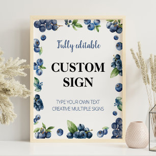 Blueberry Berry Sweet 1. Geburtstag Custom Sign Poster