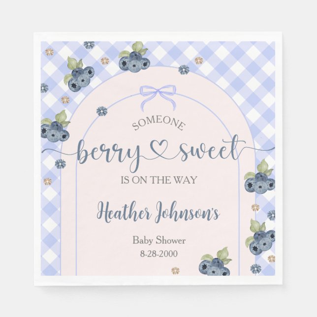 Blueberry Berry Sweet Baby Boy Baby Dusche Serviette (Vorderseite)