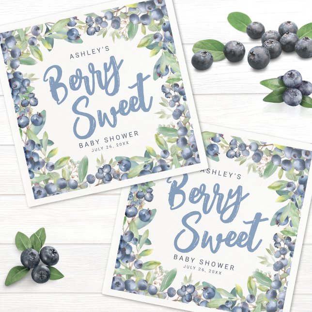 Blueberry Berry Sweet Baby Dusche Serviette (Blueberry Berry Sweet Baby Shower Napkins)