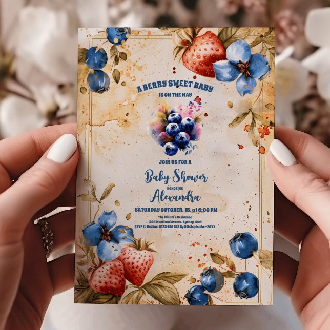Blueberry Berry sweet baby shower Einladung (Von Creator hochgeladen)