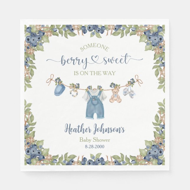 Blueberry Berry Sweet Clothesline Baby Dusche Serviette (Vorderseite)
