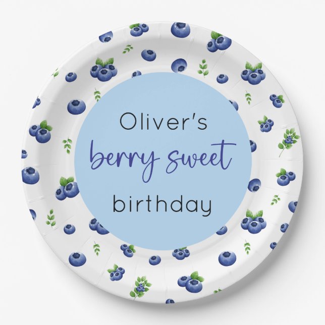 Blueberry Birthday Berry Sweet Pappteller (Vorderseite)