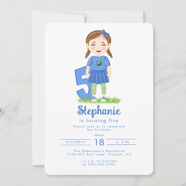 Blueberry Birthday Einladung (Vorderseite)