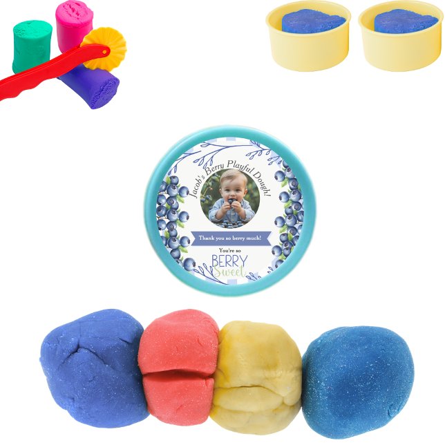 Blueberry Birthday Favor Playdough Lid Runder Aufkleber (Blueberry Birthday Favor Playdough Lid Classic Round Sticker)