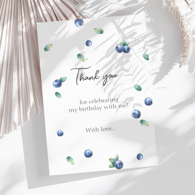 Blueberry Birthday Party Berry Sweet Watercolor Dankeskarte (Von Creator hochgeladen)