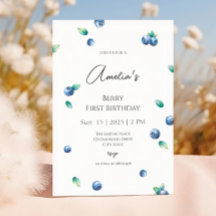 Blueberry Birthday Party Berry Sweet Watercolor