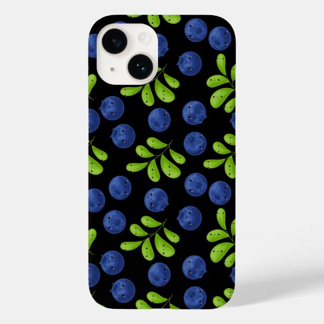 Blueberry Bliss: Frisches Fruchtmuster Case-Mate iPhone 14 Hülle (Rückseite)
