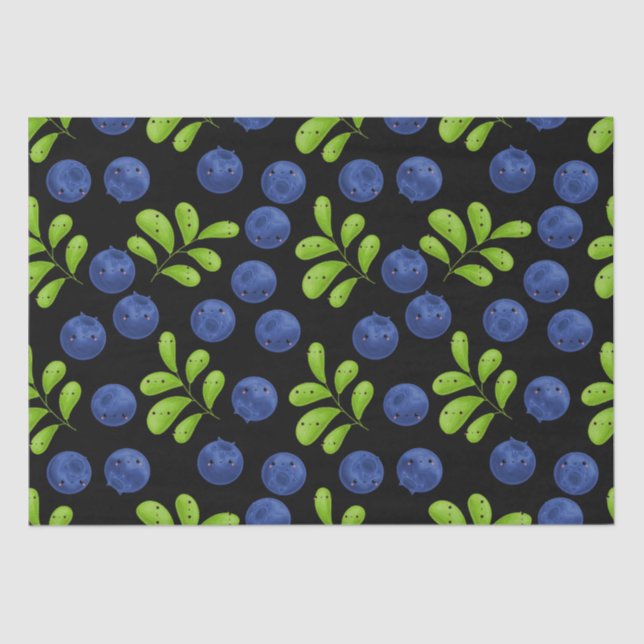 Blueberry Bliss: Frisches Fruchtmuster Seidenpapier (Vorderseite)
