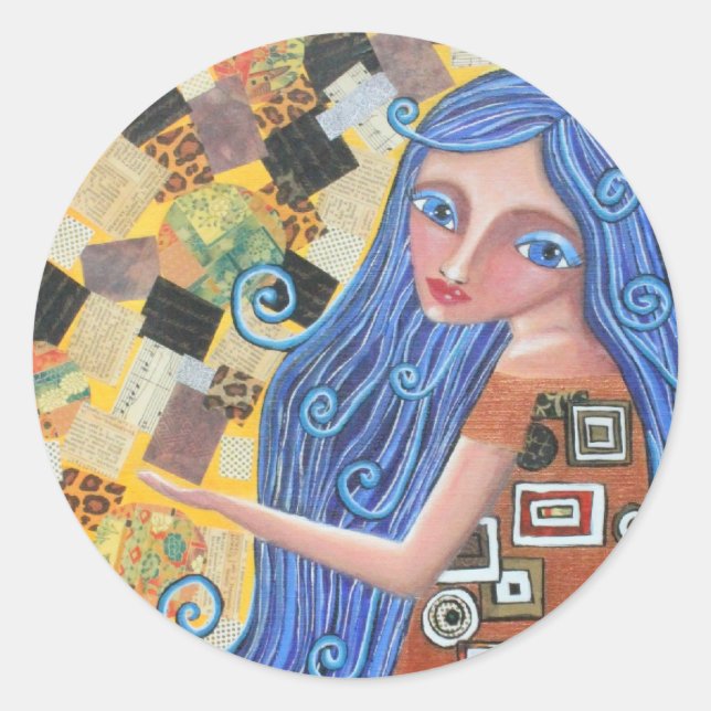 Blueberry Blonde Goddess, Round Sticker (Vorderseite)