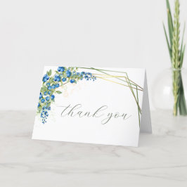 Blueberry, Blue Wildblumen Imitate Gold Foil Rahme Dankeskarte