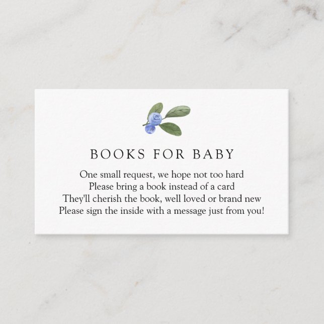 Blueberry Books für Babyanfragen Begleitkarte (Vorderseite)