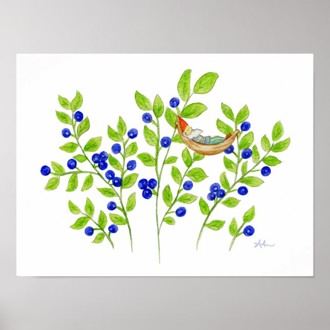 Blueberry Bush Gnome Art Print Poster (Vorne)