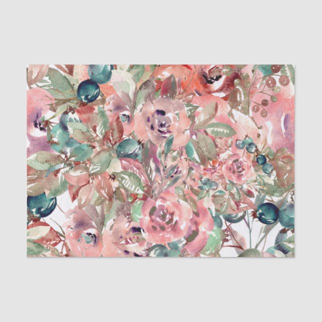 Blueberry Bushel Watecolor Dekoupage Blume Seidenpapier (Vorderseite)