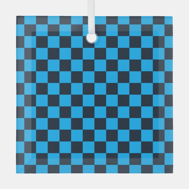 Blueberry checkered pattern ornament aus glas (Vorderseite)