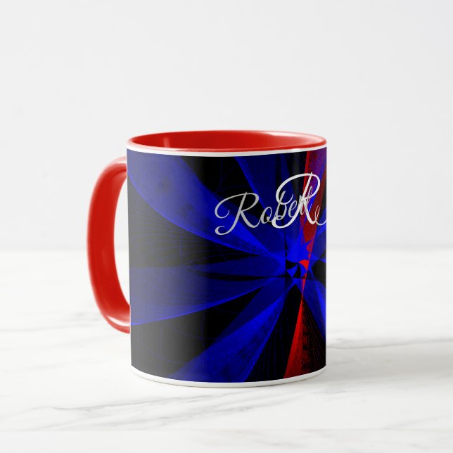 Blueberry Color Abstract Geometric Coffee Mug (Devant gauche)