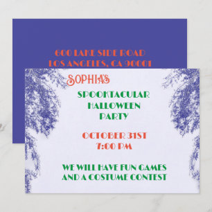 Blueberry Color Tree Elegant Gothic Halloween Einladung