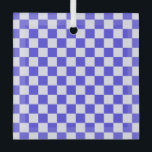 Blueberry cream checkered pattern ornament aus glas<br><div class="desc">Blue and white checkerboard pattern,  with alternating squares creating a balanced,  geometric design. The repetitive arrangement has a clean,  orderly feel.</div>