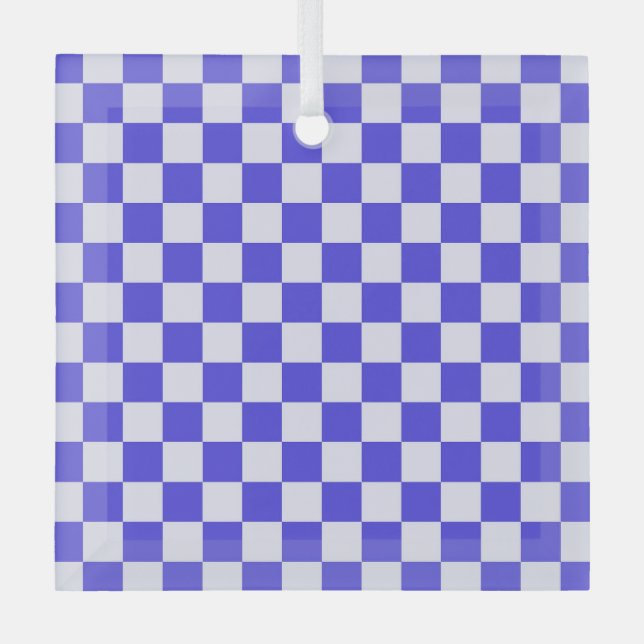 Blueberry cream checkered pattern ornament aus glas (Vorderseite)