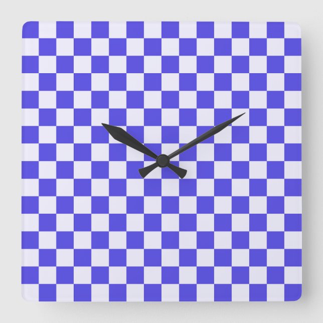 Blueberry cream checkered pattern quadratische wanduhr (Vorderseite)