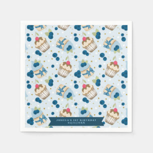 Blueberry Cupcake Blue Geburtstagsfeier Serviette