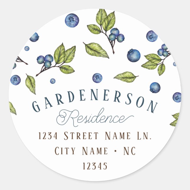 Blueberry Custom Classic Round Aufkleber (Vorderseite)