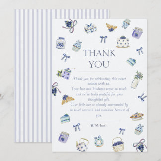 Blueberry Dessert Baby Shower Watercolor Dankeskarte