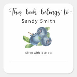 Blueberry - Dieses Buch gehört Quadratischer Aufkleber