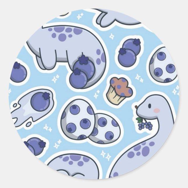 Blueberry Dinosaurier Runder Aufkleber (Vorderseite)