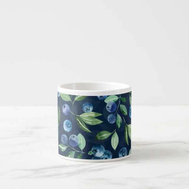 Blueberry dunkles Hintergrundmuster Espressotasse (Vorderseite)