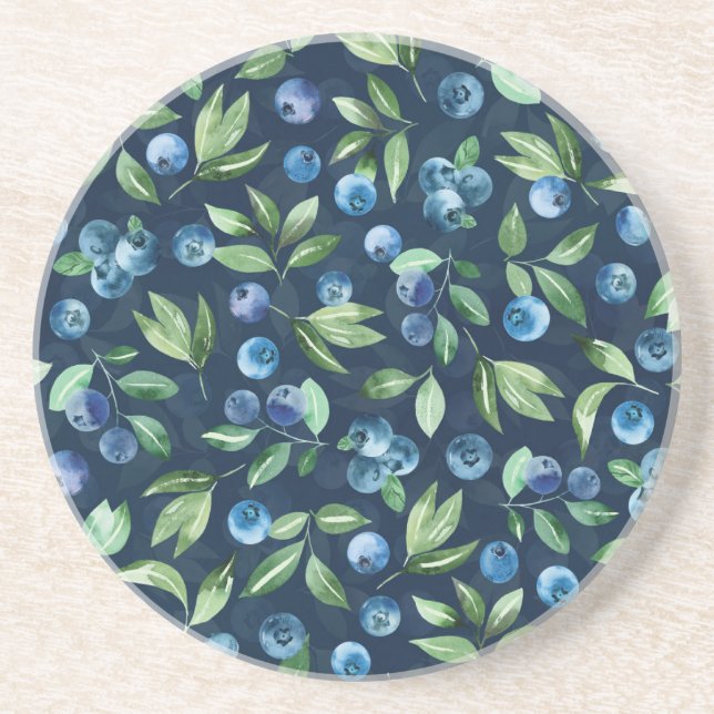 Blueberry dunkles Hintergrundmuster Getränkeuntersetzer (Vorne)