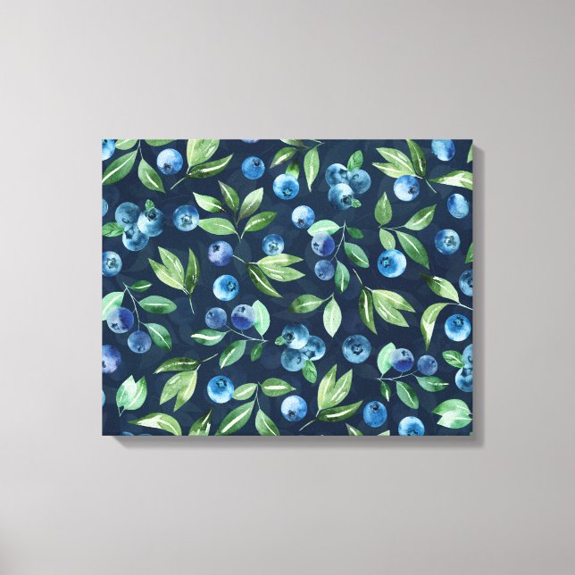 Blueberry dunkles Hintergrundmuster Leinwanddruck (Vorderseite)
