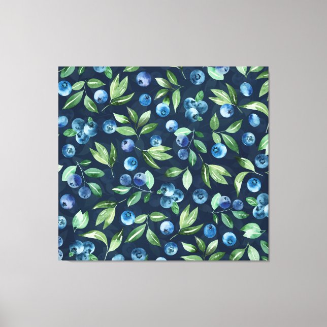 Blueberry dunkles Hintergrundmuster Leinwanddruck (Vorderseite)