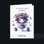 Blueberry Fairy Berry Birthday Daughter Karte<br><div class="desc">Feiern Sie mit unserer personalisierten Blueberry Fairy Girl Birthday Card einen besonderen Geburtstag! Diese verzauberte Karte ist perfekt für alle Mädchen,  die eine Touch der Magie Lieben. Personalisieren Sie die Vorderseite mit ihrem Namen und fügen Sie eine herzliche Nachricht hinzu. Machen Sie ihren Geburtstag mit dieser Beerenkarte süß!</div>