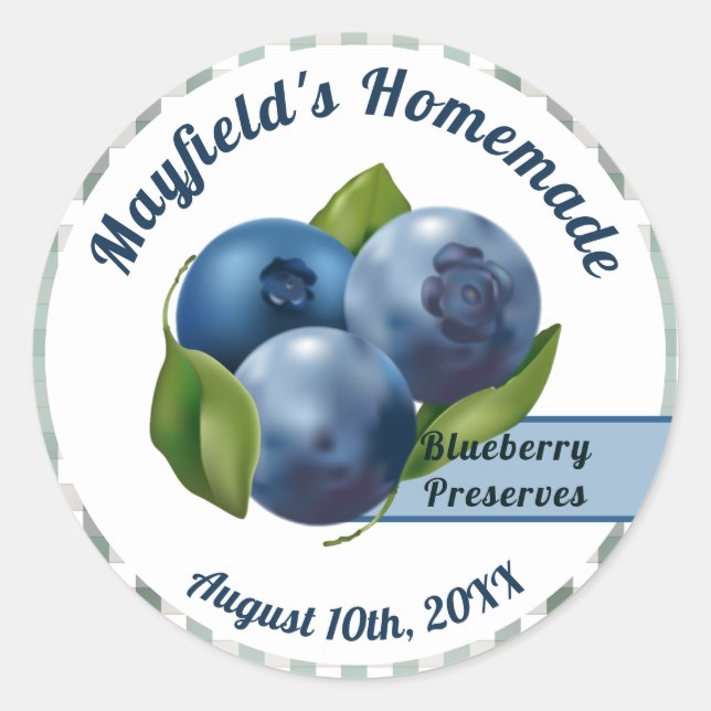 Blueberry Fruchtkonservierung | Jam Jar Runder Aufkleber (Vorderseite)