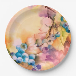 Blueberry Fruit Pattern — Hand-Painted Berries Pappteller