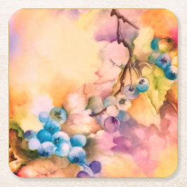 Blueberry Fruit Pattern — Hand-Painted Berries Rechteckiger Pappuntersetzer