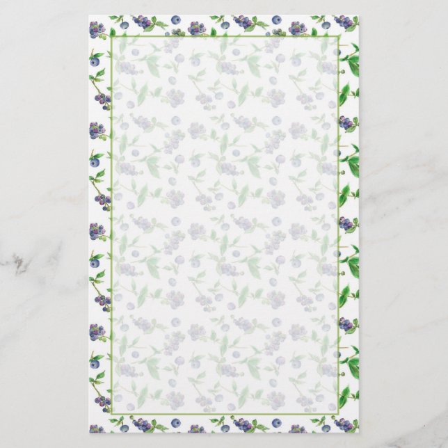 Blueberry Fruit Watercolor Illustration Briefpapier (Vorderseite)