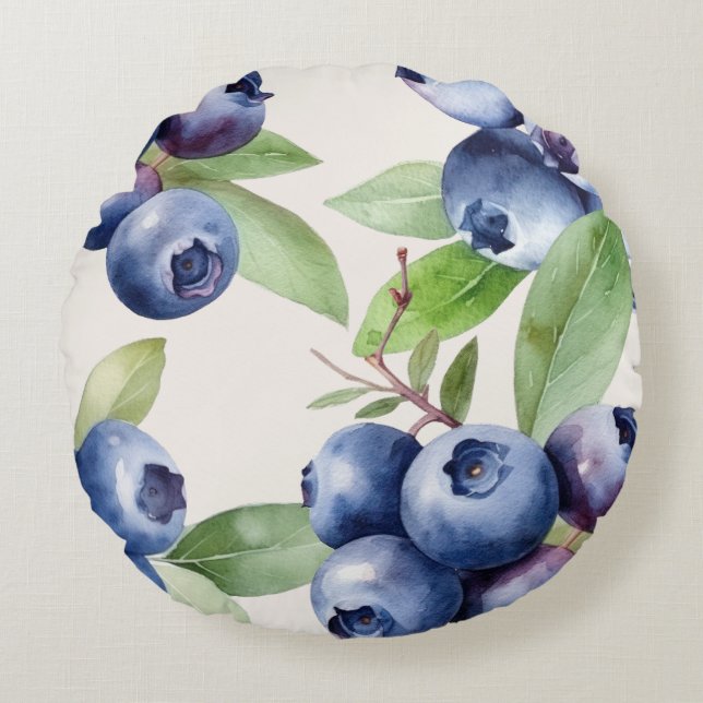 Blueberry Garden Rundkissen Rundes Kissen (Vorderseite)