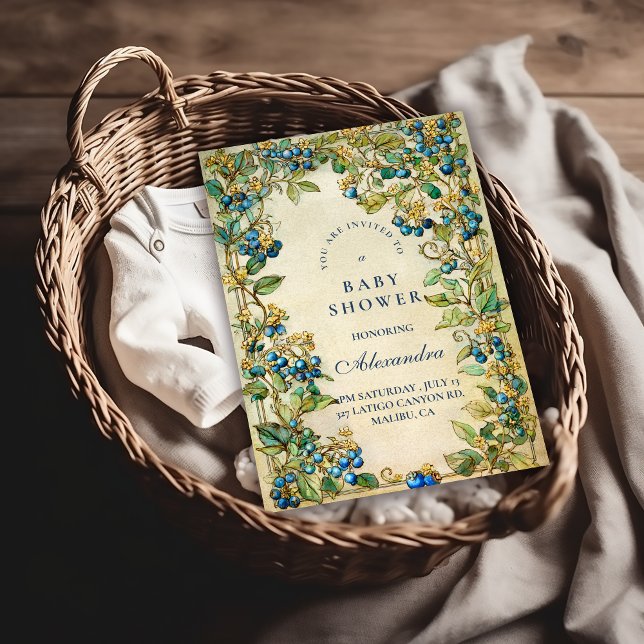 Blueberry Garden Vintage Baby Shower Einladung (Von Creator hochgeladen)