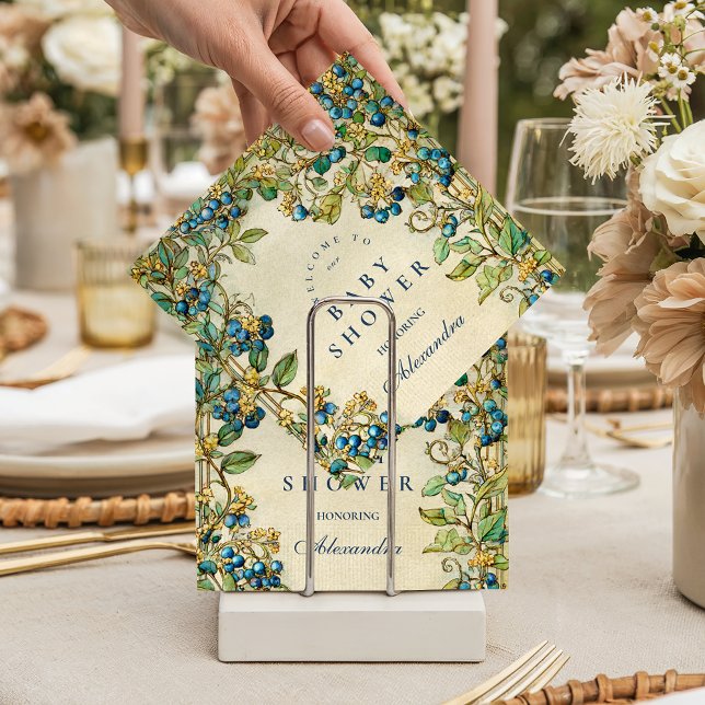 Blueberry Garden Vintage Baby Shower Serviette (Von Creator hochgeladen)