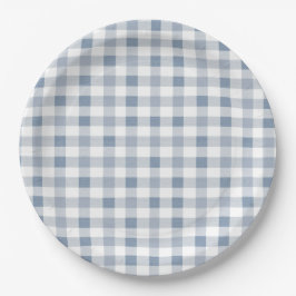 Blueberry Gingham Pattern Baby Dusche Pappteller