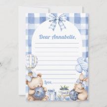 Blueberry Gingham Time Capsule Note Message